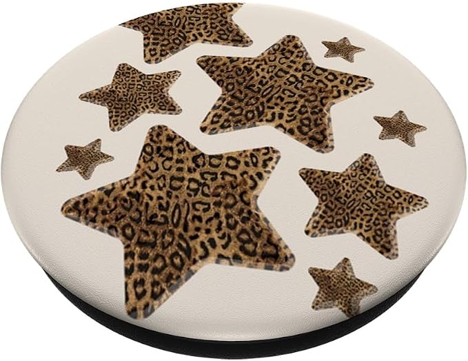 Cute Aesthetic Stars Cheetah Pattern Leopard Print Girly Y2k PopSockets Adhesive PopGrip