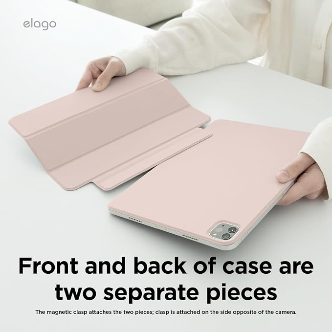 elago Magnetic Folio Case for iPad Pro 13-inch (M5 M4) | Back Plate can be Attached to Metal Materials Magnetic Back Plate Wake/Sleep Compatible with Apple Pencil 2 [Blue]