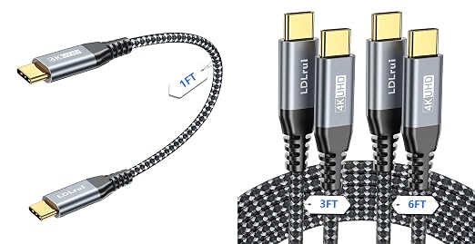LDLrui 10FT Right Angle USB C Cable 100W PD 20Gbps Data 4K Video | Large Workspaces Commercial Displays Long Distance Routing Flexible Installation Full-Featured USB-C