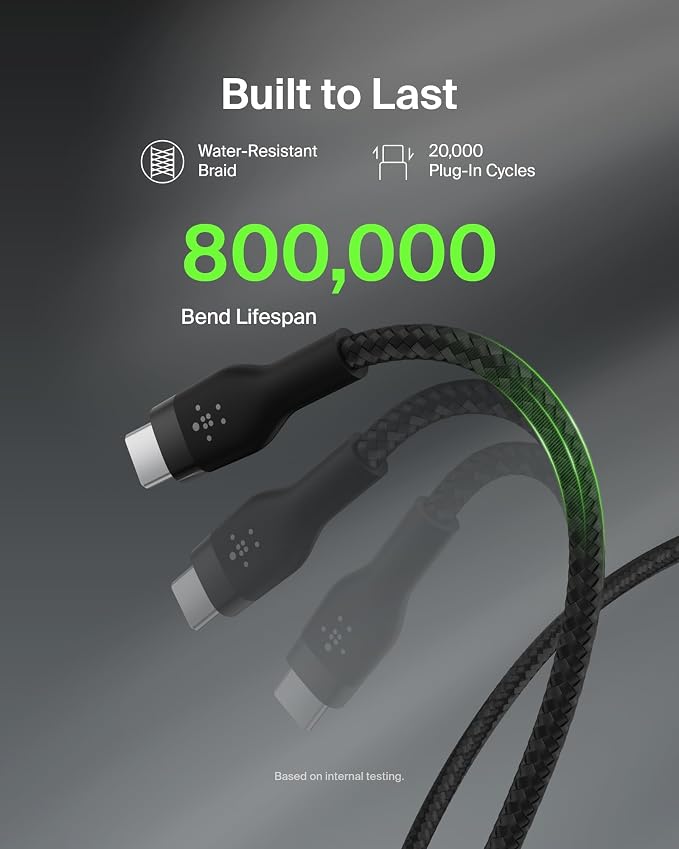 Belkin USB A to USB C Cable 6.6ft iPhone Charger Cord | soft-touch silicone finish includes cable clip iPhone 17 Samsung Galaxy S25 Pixel 9 Nintendo Switch 2 everyday cable