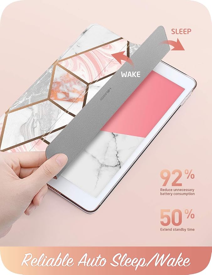i-Blason Cosmo Lite Case for New iPad 8th/7th Generation iPad 10.2 2020 2019 Case Slim Trifold Stand Smart Case Translucent Hard Back Protective Cover with Auto Sleep/Wake (Ameth)
