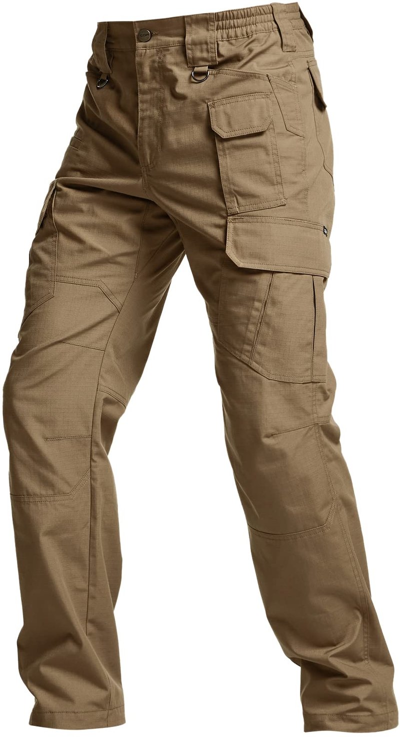 CQR Men's Tactical Pants, Water Resistant Ripstop Cargo Pants, Lightweight EDC Work Hiking Pants, Outdoor Apparel, Raider Mag Cougar, 32W x 32L