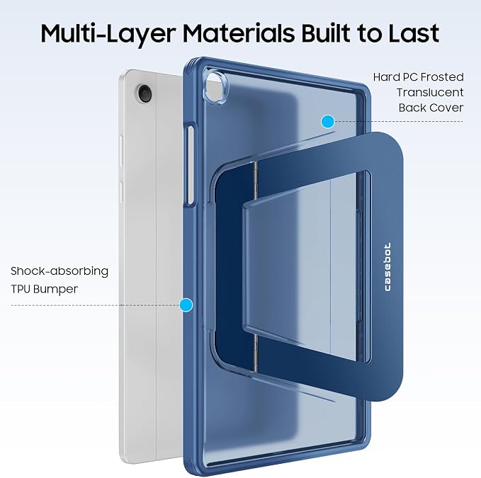 Fintie Multi-Angle Kickstand Case for Samsung Tab A11+/A9+ 11 in Black | Dual-Axis Aluminum Stand PC &amp TPU Protection Slim Frosted Hard Cover with Anti-Scratch Surface Stable Viewing Angles