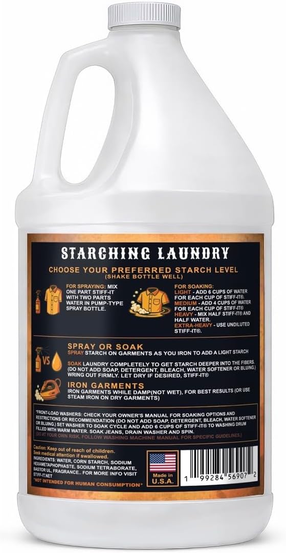 Stiff-it Western Cowboy Starch for Crisp and Clean Denim - Patent Formula with Leather Scent, Easy-Pour Design, and Winkle-Free Jeans (1)