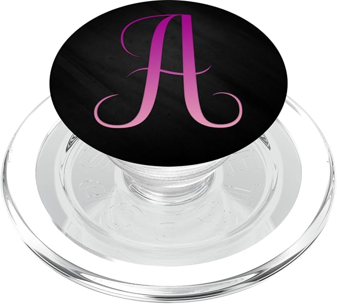 Pink Purple Letter A Monogram On Black PopSockets Adhesive PopGrip