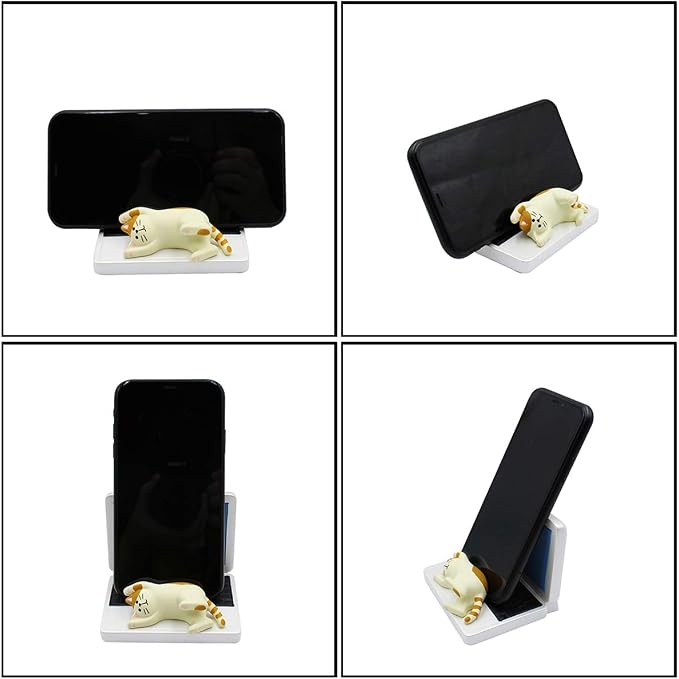 BOLLEY JOSS Desk Cell Phone Holder Stand Pink Sofa with Cute Cat Kitty for Office Free You Hands Home Ornament