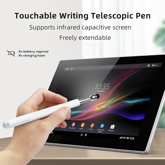 Universal Telescopic Stylus Pen for Touch ScreensRetractable Pointer Stick &amp Stylus with Special Flocking TipExtendable High Precision &amp Soft Stylus Pen for Touch Screens (Black)