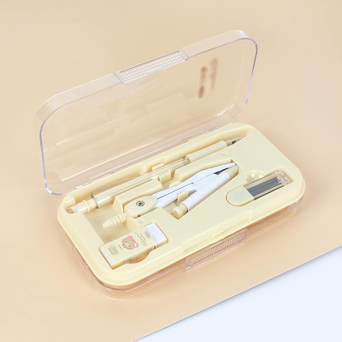 LABANCA 8 Pcs Compass Set with Protractor Rulers Pencil for Math Geometry (07053Yellow)
