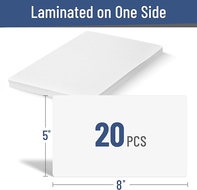 Mr. Pen- Dry Erase Index Cards, 5" x 8", 20 pcs, White, Large, Laminated, Whiteboard Cards for School, Work, Housework, Erasable Flashcards