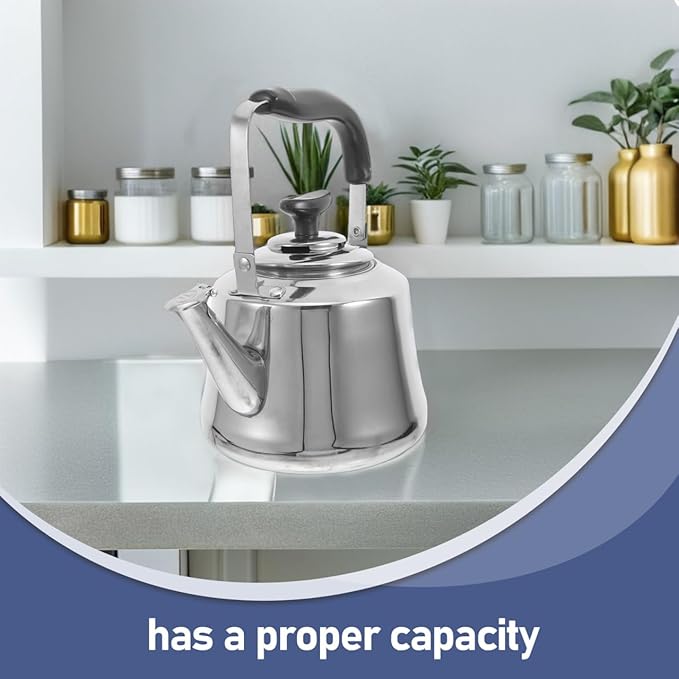 Luxshiny Whistling Tea Kettle Stainless Steel Water Boiling Kettle 1 Liter Portable Teapot with Wrapped Handle Loud Sounding Stovetop Tea for Home Camping Restaurant