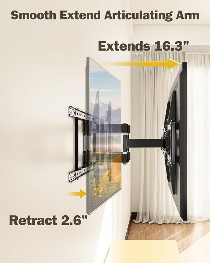 Mounting Dream UL Listed Full Motion TV Wall Mount for Most 42-84'' TVs, TV Mount with Premium Ball Bearing Design for Smooth Extension and Swivel, Max VESA 600x400mm, 100LBS, Up to 24'' Wood Stud
