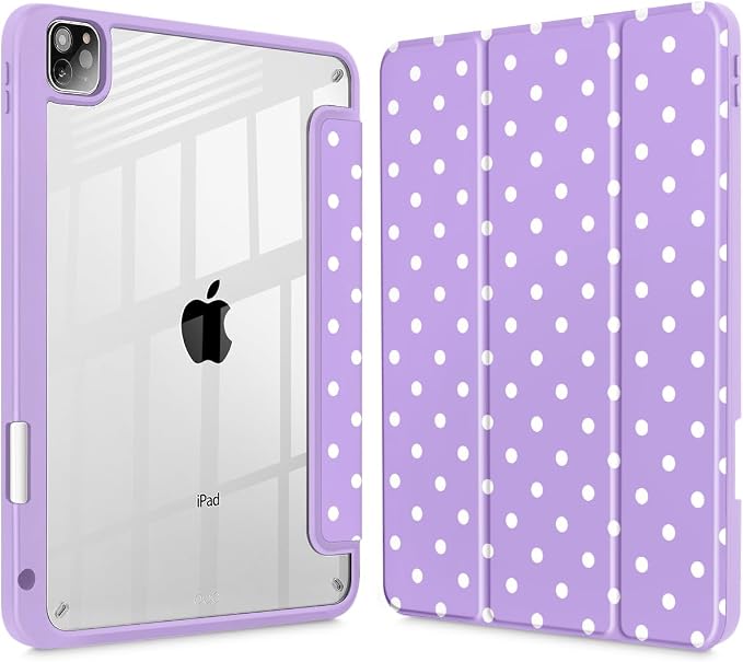 Tuiklol for iPad Pro 11 Inch 4th / 3rd / 2nd / 1st Gen (2022 2021 2020 2018) Case -Built-in Pencil Holder Shockproof Cover Clear Transparent Back Shell with Auto Wake/Sleep Black Flower