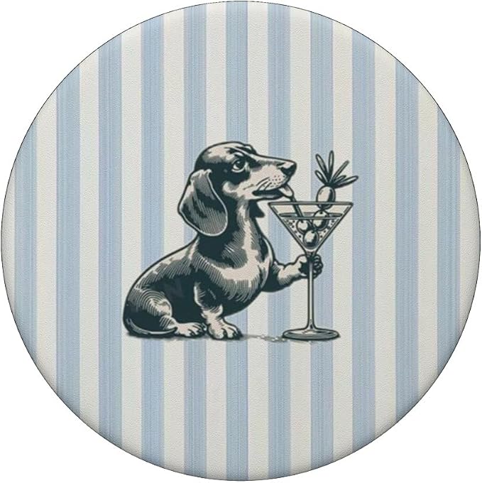 Blue Dog Drinking Illustration Print PopSockets PopGrip for MagSafe
