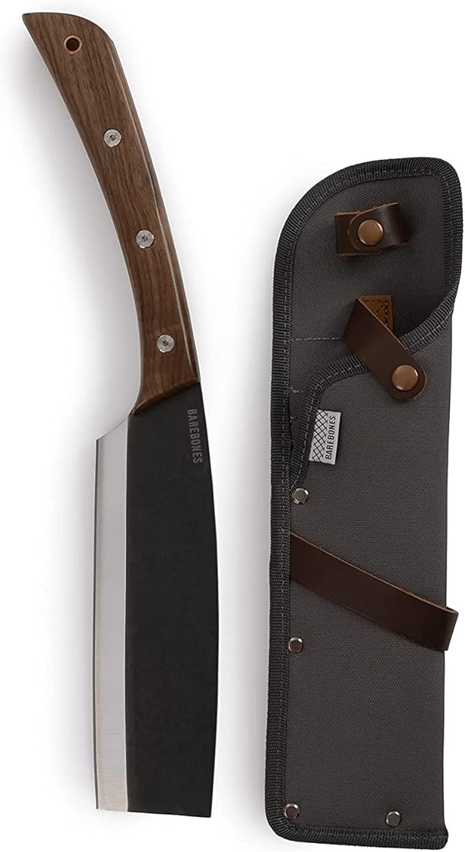 Barebones Japanese NATA Hatchet - 7-Inch Stainless Steel Machete – Durable Full Tang Design with Walnut Handle and Canvas Sheath – Perfect for Medium to Heavy-Duty Chopping, Splitting and Cutting