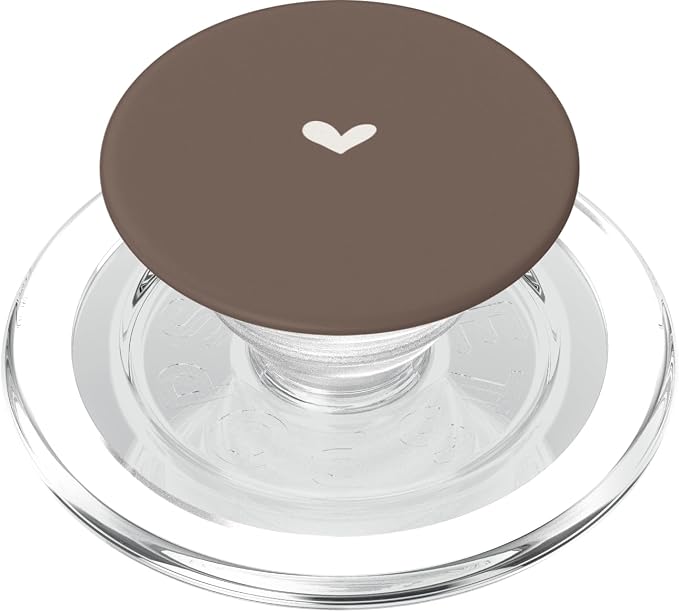 Dark Sand Beige Simple Heart Chic Feminine PopSockets PopGrip for MagSafe
