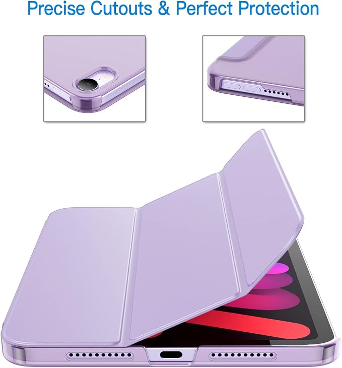 JETech Case Cover for iPad mini A17 Pro/6th Gen (2024/2021) Blue | Slim Translucent Back Design Tri-Fold Stand Auto Wake/Sleep Lightweight Shockproof Protection
