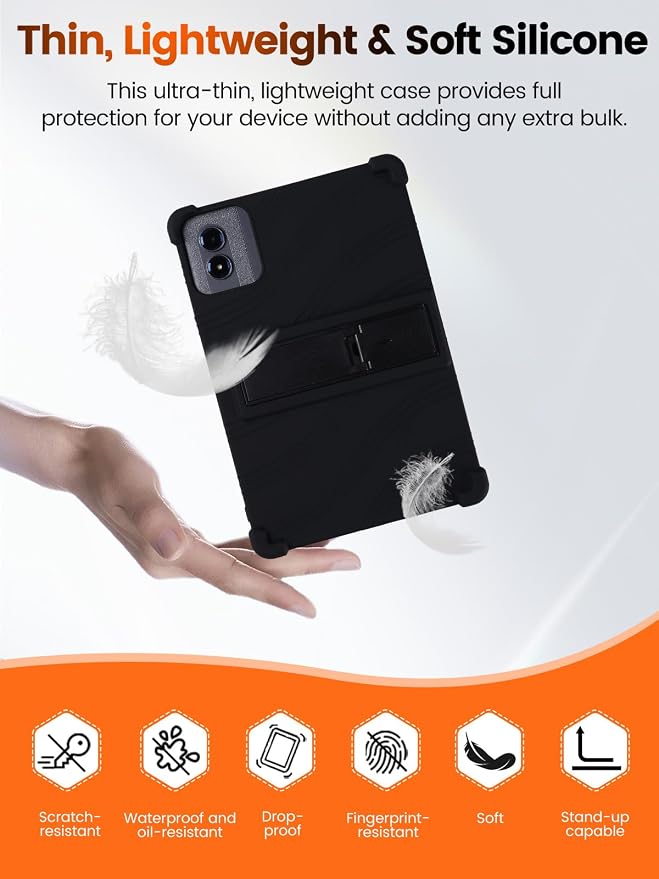 Case Compatible with TABWEE T50 11 inch Tablet – Shockproof Silicone Protective Case with Kickstand Anti-Slip Drop-Resistant Business Style (Black)