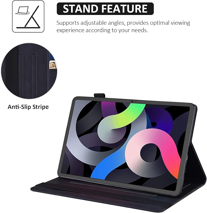 Dteck Case for Samsung Galaxy Tab S9 FE+ Plus 5G Tablet Case 12.4 2023 with Pencil HolderPU Leather Embossed Flower Cat Folio Multi-Angle Viewing Stand Shockproof Protective Tablet 12.4 CoverBlue