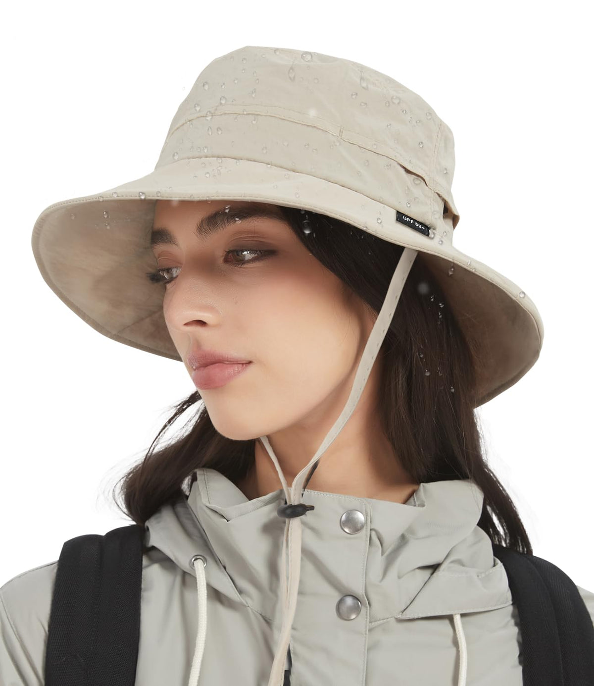 Creekstone Bucket Hat Waterproof Rain Hat for Women Men Sun Hats UPF50+ Packable Summer Hat Hiking Travel Floppy Sun Hat (US, Alpha, One Size, Beige)