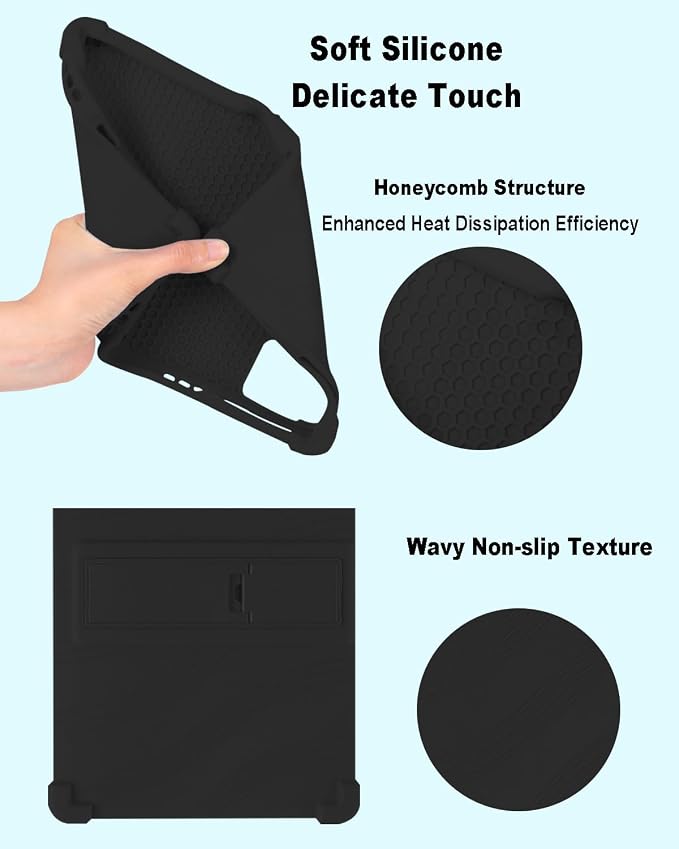 Tablet Case for TCL Nxtpaper 11 Plus Soft Silicone Case with Adjustable Stand Shockproof Protective Cover for TCL Nxtpaper 11 Plus 11.5 inch. (Black)