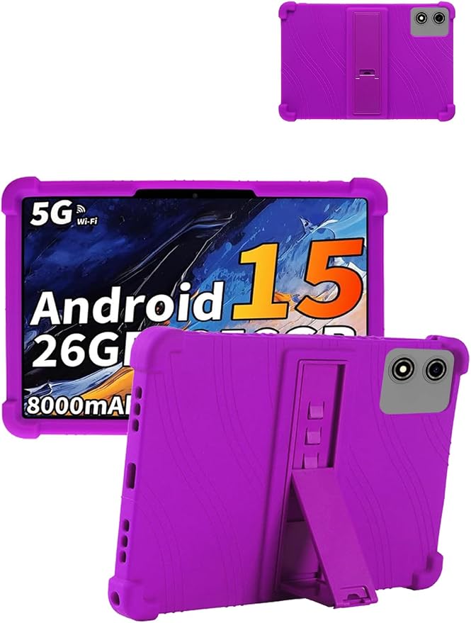 for YLEEBG P30（10 Inch） Android 15 Tablet Protective caseShockproof Lightweight Silicone Protective Cover with StandChild-Friendly ProtectionEasy to Clean DesignPurple