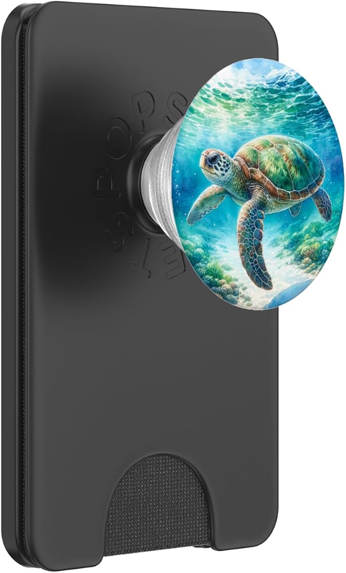 Green Sea Turtle Relaxing Watercolor for Sea Turtle Lovers PopSockets Adhesive PopGrip