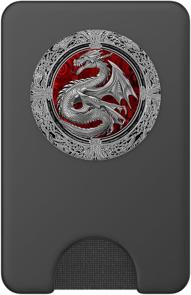 Viking Dragon Silver Chinese Dragons Mythology Fantasy PopSockets PopGrip for MagSafe