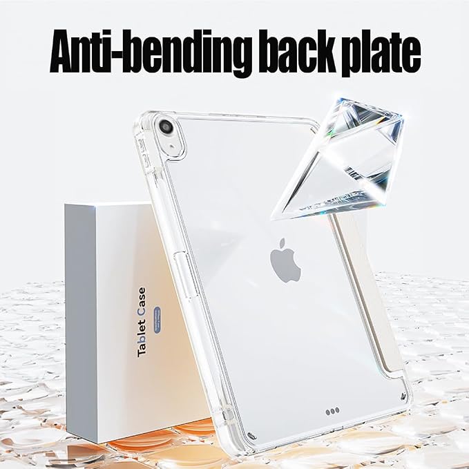 Slim Case for iPad Air 11 M4/M3/M2 &amp 10.9 5th/4th Gen Aqua Blue | Pencil Holder Multi-Angle Y Fold Stand Clear Acrylic Cute Cover Auto Wake-Sleep 2026/2025/2024/2022/2020