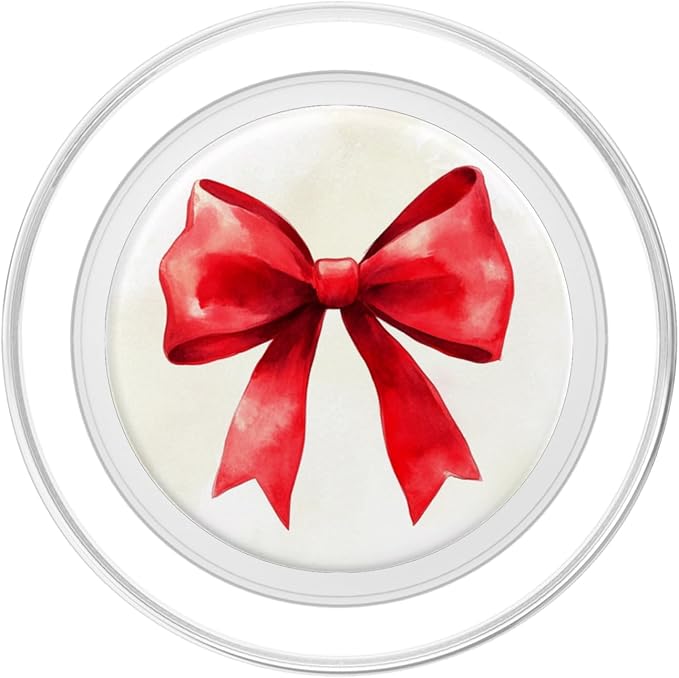 Girly Bow in Watercolour Coquette Aesthetic Red Bow PopSockets PopGrip for MagSafe