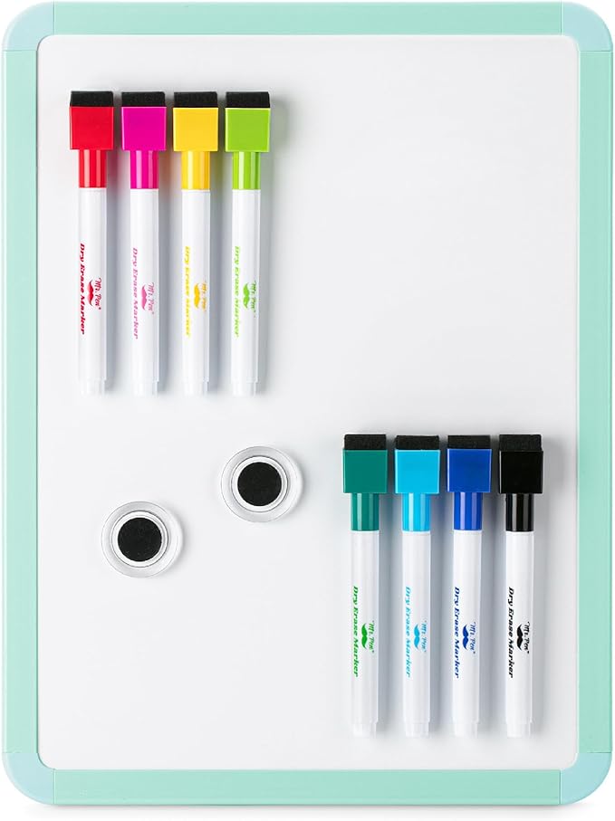 Mr. Pen- Dry Erase Board, 12.5" x 9.5" with 8 Dry Erase Markers and 2 Board Magnets, White Board Dry Erase, Magnetic Dry Erase Board, Small White Board Small Dry Erase Board for Wall