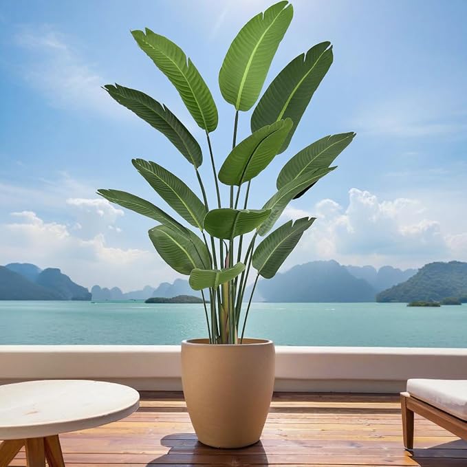 6FT Artificial Bird of Paradise Plant (72in) Tall Faux Tree with Realistic 13 Leaves, Fake Tropical Floor Potted Artificial Plants for Home Office Living Room Indoor Decor (6feet,1Pack)