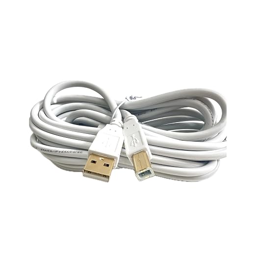 White 15 FT Long High Speed USB 2.0 Cable Compatible with Samson Carbon 49