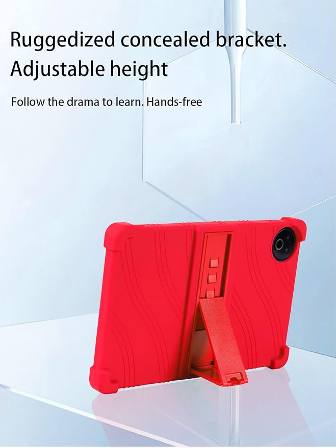 for Evermyth 10 Inch Android 15 OS GMS Certified Tablets CaseUYRUREL Soft Silicone Adjustable Stand Cover Lightweight Kids FriendlyBlack.