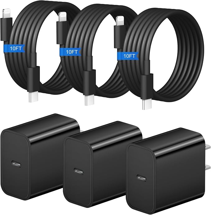 iPhone Charger Fast Charging 3+3Pack 20W USB C Charger with Lightning Cable | For iPhone 14/13/12/11/Pro/Pro Max/Mini/Xs Max/XR/X iPad