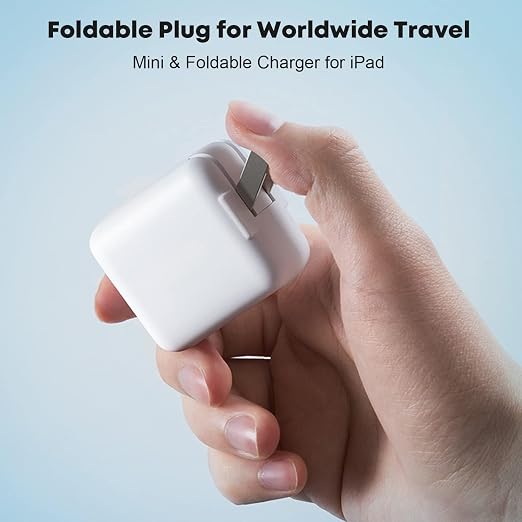 10FT iPad ChargeriPhone Charger Pad Cord Fast Charging 12W USB Wall Charge | Foldable Portable Travel Plug with 10Foot USB A to Lightning Fast Charging Cable for iPad Mini 1/2/3/4/5Air 1/2/3iPhone