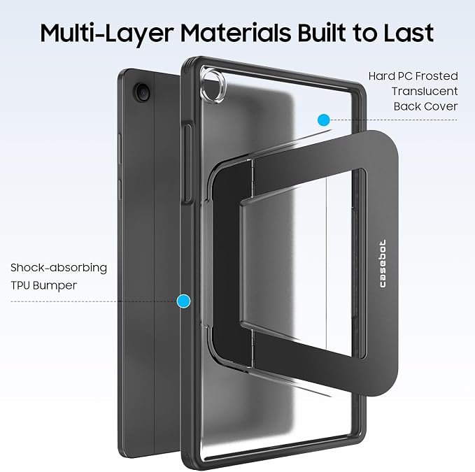 Fintie Multi-Angle Kickstand Case for Samsung Tab A11+/A9+ 11 in Black | Dual-Axis Aluminum Stand PC &amp TPU Protection Slim Frosted Hard Cover with Anti-Scratch Surface Stable Viewing Angles