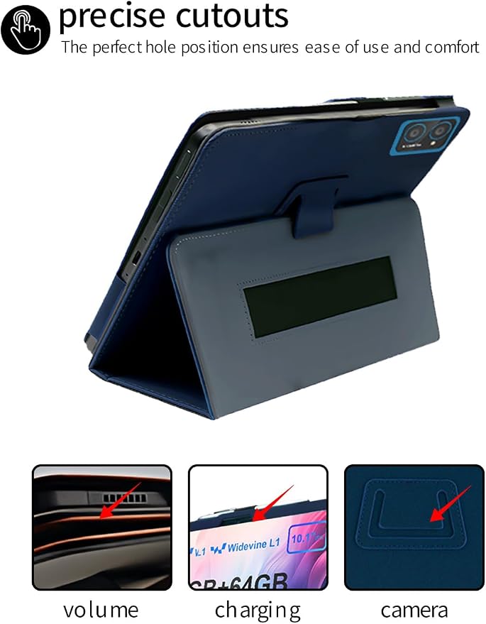 for AWOW UTBook_14 Android 10 inch Tablet CaseFolding Stand Protective Cover with Pencil Holder and Wrist StrapFull Protection Premium PU Scratch Resistant(Black)