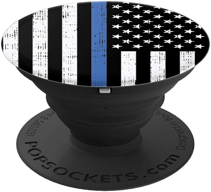 Thin Blue Line US Flag Police Officer Law Enforcement Gift PopSockets Adhesive PopGrip