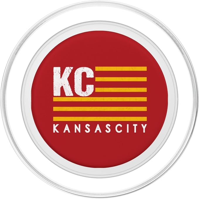 Kansas City Fanatics KC Red &amp Yellow USA Flag PopSocket Phone Grip with Swappable Top for Smartphones with Smooth Hard Plastic Cases