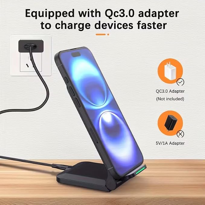 15W Fast Foldable Magnetic Wireless ChargerHome and TravelBlack