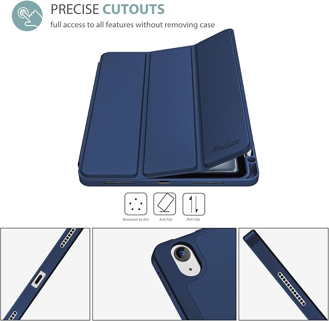 ProCase Smart Case for iPad Air 11-inch M4/M3/M2 &amp Air 10.9 5th/4th Gen | Hard Back Cover with Auto Sleep/Wake Slim Lightweight Case for iPad Air 11 2026/25/24 &amp 10.9 2022/2020-Aqua