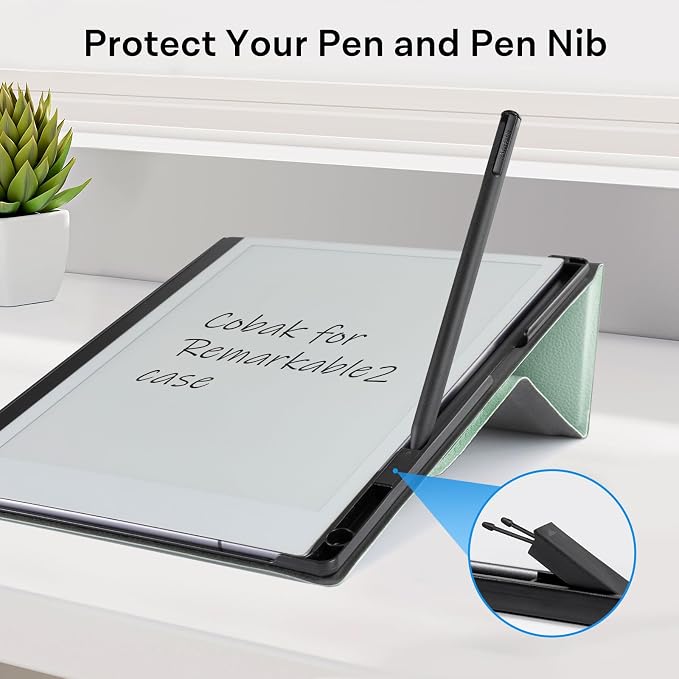 CoBak Case Compatible with Remarkable 2 Paper Tablet Black | Built-in Pen Holder Multi-Angle Foldable Stand Custom Fit for 2020 Released reMarkable 2