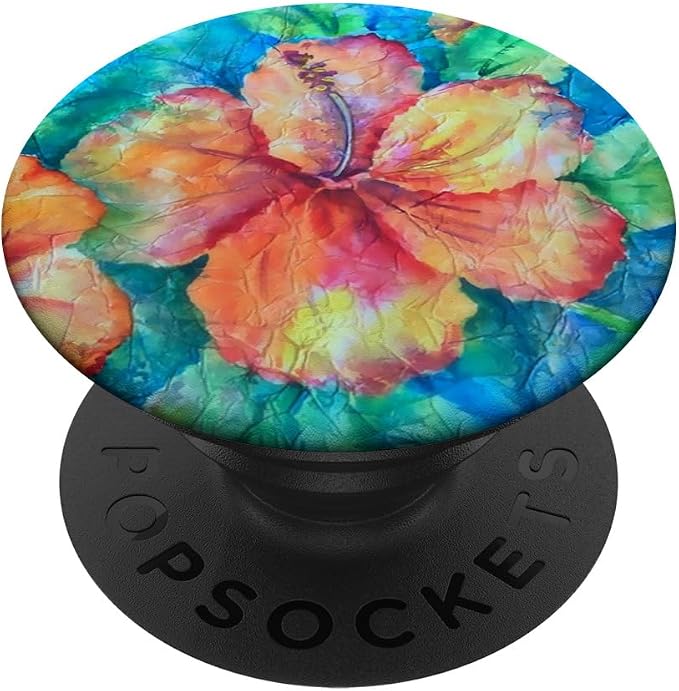 Cute Floral Hibiscus Watercolor Flower Hawaii Jungle Exotic PopSockets Adhesive PopGrip
