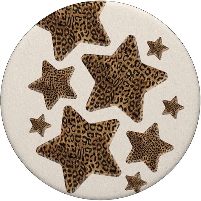 Cute Aesthetic Stars Cheetah Pattern Leopard Print Girly Y2k PopSockets Adhesive PopGrip