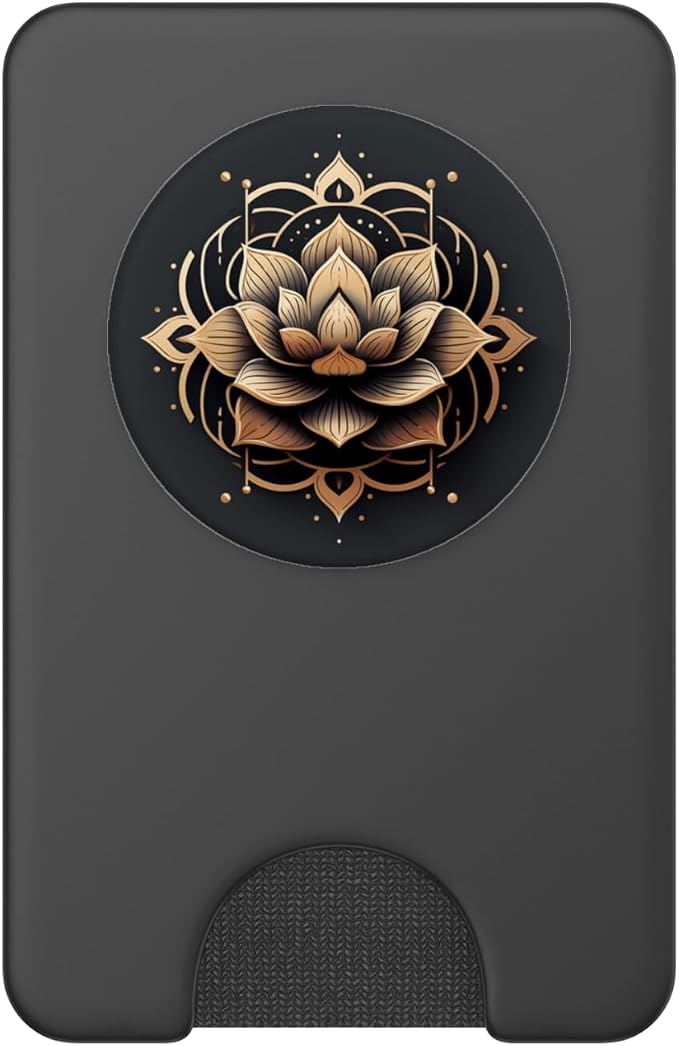 Black and Gold Lotus Flower PopSockets Adhesive PopGrip