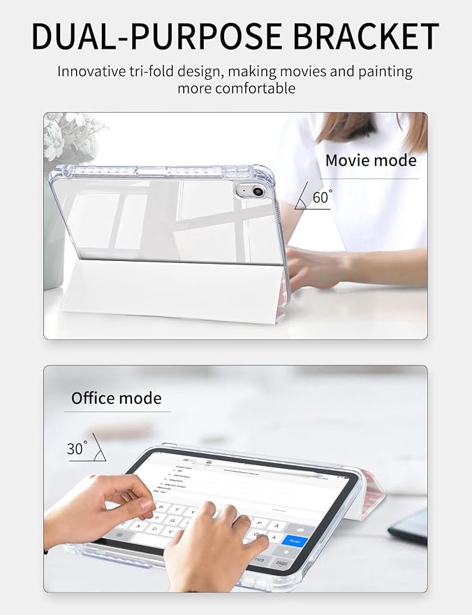 Case for iPad A16 11th/10th Generation 2025/2022 10.9 Inch Slim Trifold 10th Clear Back Transparent Cover with Pencil Holder &amp Auto Sleep/Wake Cover