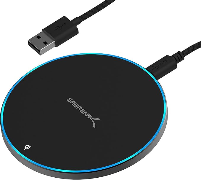 SABRENT 10W qi Wireless Fast Charger Charging Pad Universally Compatible with All qi Enabled Phones [AC Adapter Not Included] Black (WL-QIFC)