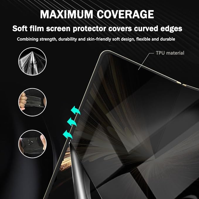 for iPhone 17 Pro Max Back Screen Protector Flexible Film Not Glass with Camera Lens Protector 2+2 Pack Self-Healing Anti Scratch HD Clear Soft TPU Protective Hydrogel Film