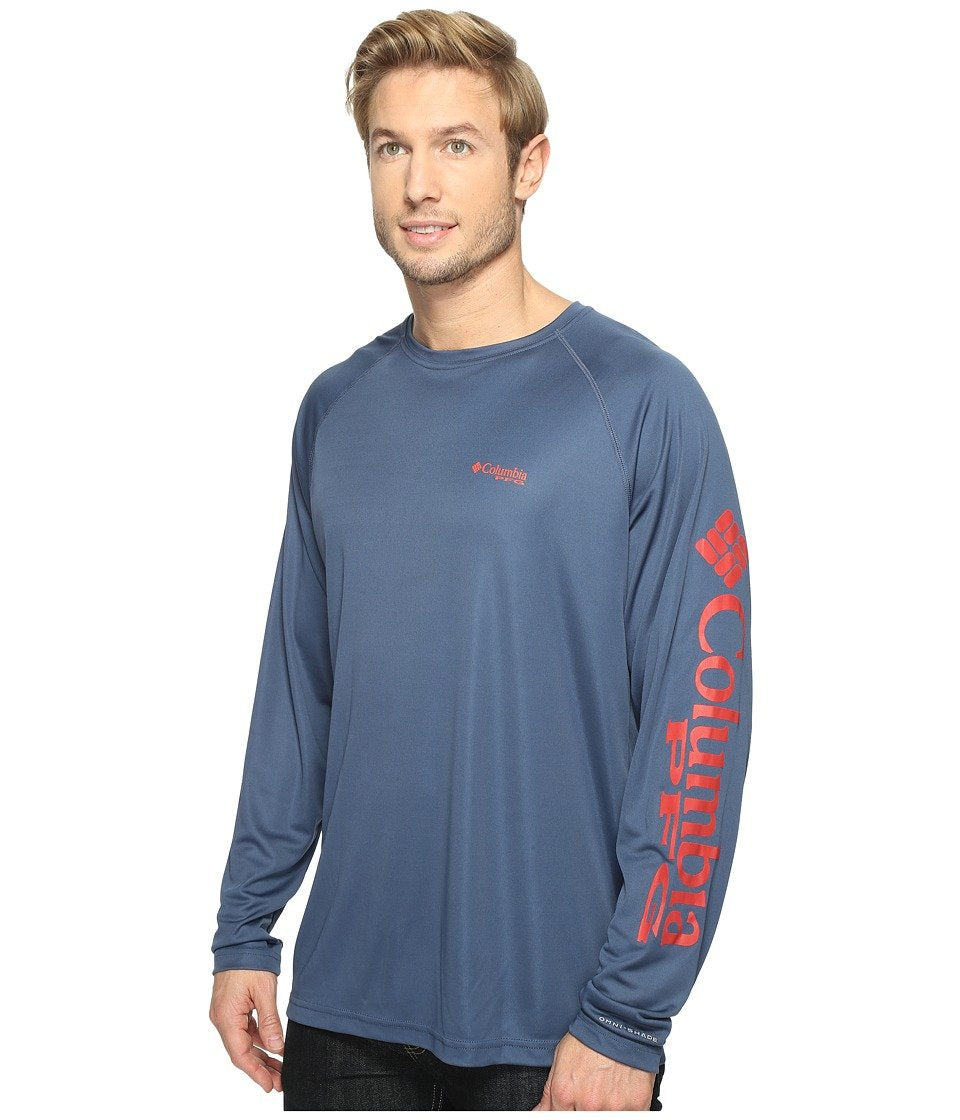Columbia Men's Terminal Tackle Long Sleeve Shirt, Dark Mountain Sunset Red, Medium