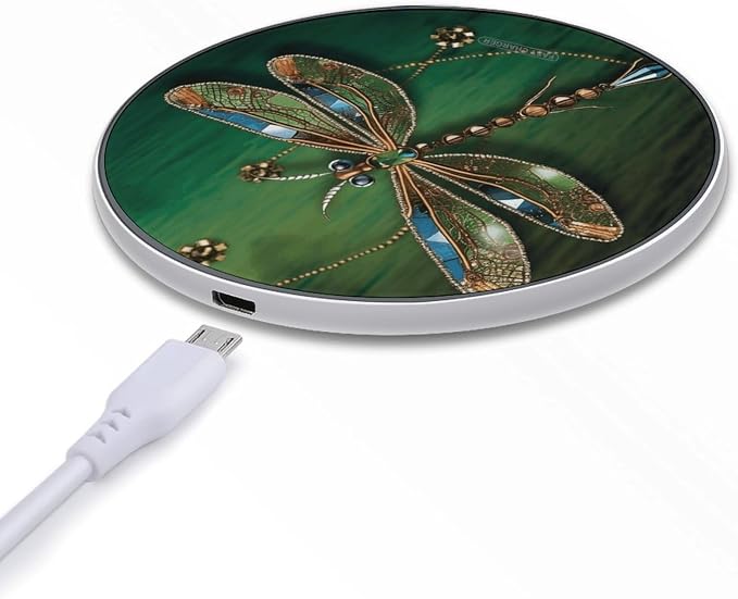 Jewel Dragonfly Wireless Charger Fast Charging Pad | Anti-Slip Qi Certified Wireless Charging Pad for All Phones with Wireless Charging Function for Home Office Travel